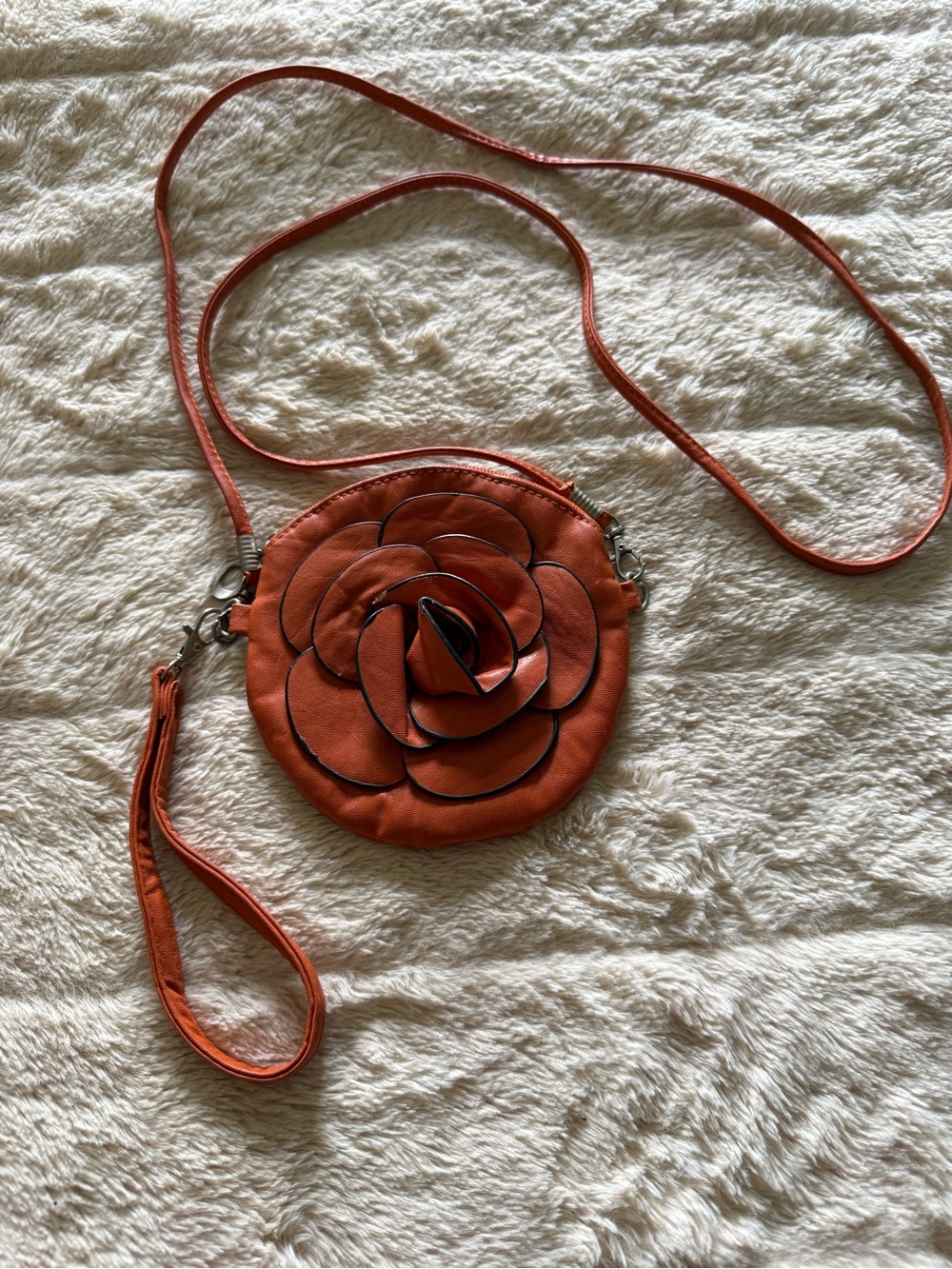 Orange Floral Round Crossbody Bag